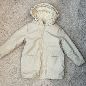 Unit Kids  girls Stylish Cream Hooded fuzzy raincoat sz 5/6